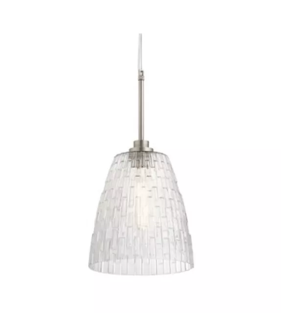 Kichler 1048247 Transitional Clear Glass Cone Mini Pendant Light, Brushed Nickel