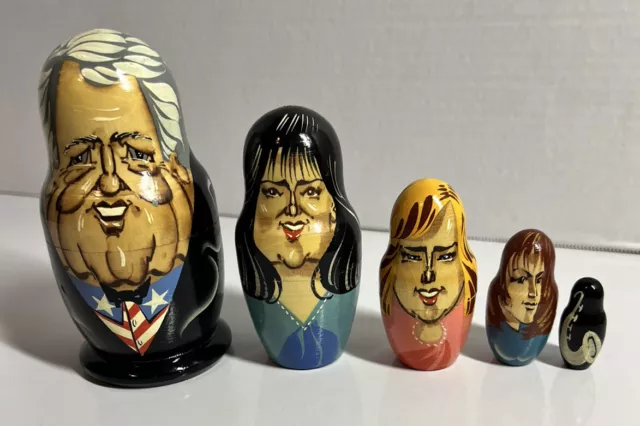 Matryoshka Nesting Doll President Bill Clinton + Hillary, Monica, Jones
