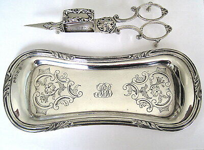 Superb Victorian 1851 Rare Matching Sterling Silver Candle Snuffer & Tray