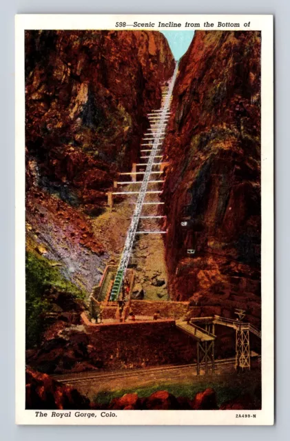 Royal Gorge CO-Colorado, Scenic Incline From The Bottom, Vintage Postcard