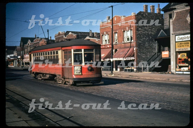 R DUPLICATE SLIDE - CTA Chicago 1901 Trolley Electric Scene 1950s