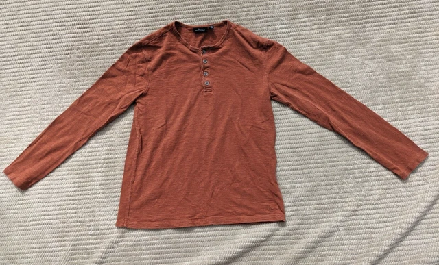 Marc Anthony Men Light Orange Long Sleeve Light Knit Henley 4 Button- M