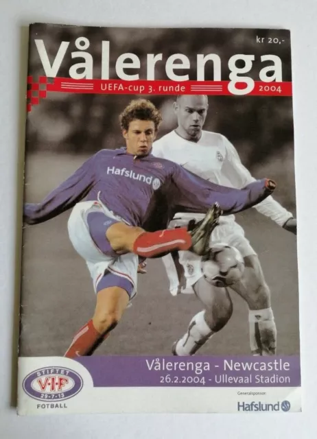 Valerenga v Newcastle United 2003-2004 UEFA Cup Programme