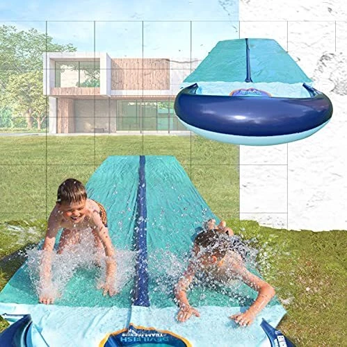 18ft XL Slip and Slide - Heavy Duty Inflatable Slide with Central Sprinkler a...