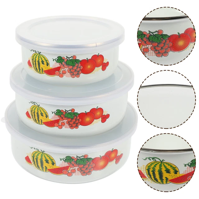 3 piezas recipiente práctico de almacenamiento de alimentos recipiente para ensaladas tazón de fideos