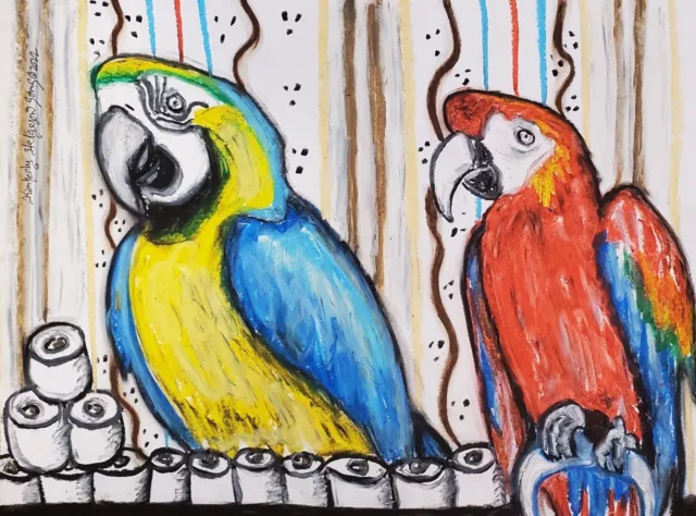 TP Hoard Macaw Parrot Bird Collectible 8.5 x 11 Art Print Signed by Artist KSams