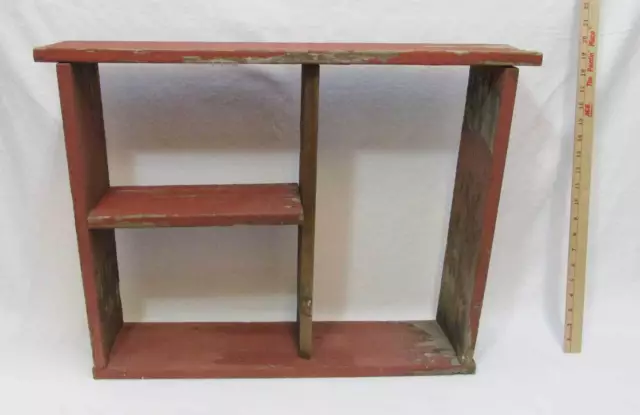 Reclaimed Barn Board Shelf Shadow Box Weathered Red Rustic Primitive 19" x 25"