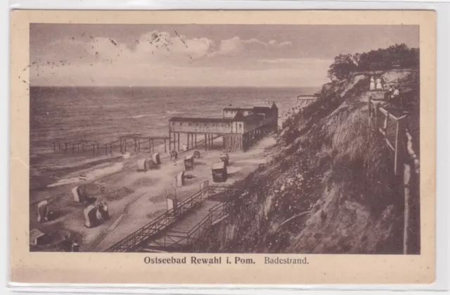 69351 Ak Ostseebad Rewahl i. Pommern - Badestrand 1923