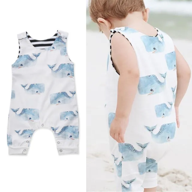 Newborn Infant Baby Boy Girl Kids Whale Romper Jumpsuit Bodysuit Clothes Outfit