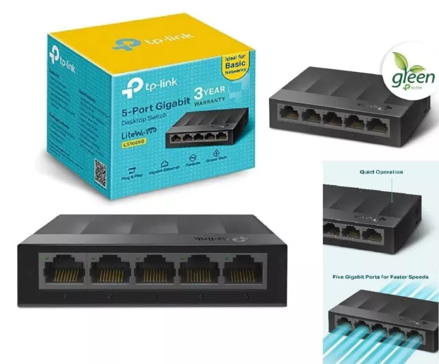 TP-Link 5-Port Gigabit Ethernet Switch Hub Network Splitter Desktop Wallmount