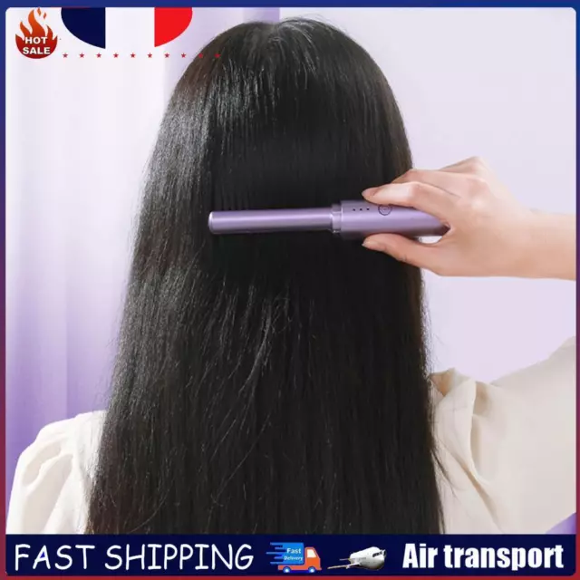 Anti-Scald Portable Straightening Brush Electric USB Rechargeable (Purple) FR