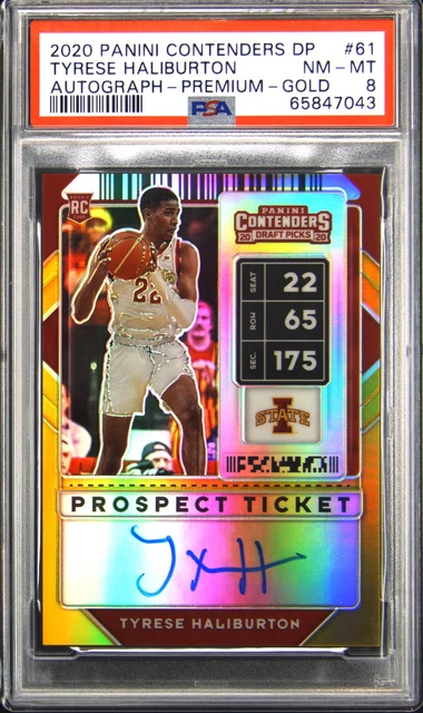 2020 Contenders Draft Picks Autograph #61 Tyrese Haliburton Gold Auto 9/10 PSA 8