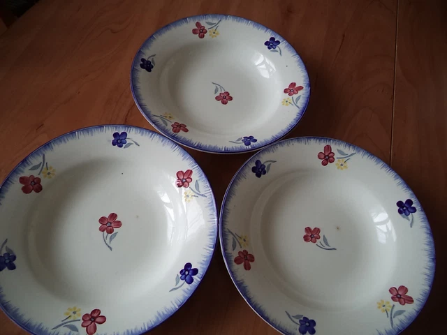3 Assiettes Creuses Digoin Sarreguemines "Mary Lou"