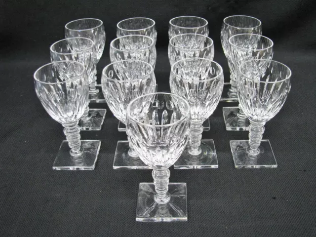 Rare Vtg. Set of 13 Hawkes St. George Hand Cut Square Base Wine/Dessert Glasses