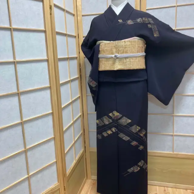 8904# Japanese kimono Vintage Pure Silk Robe Embroidery Kimono only sold 161cm