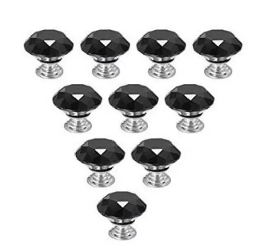 10Pcs Crystal Glass Cabinet Knob Diamond Shape 30mm Drawer Cupboard Handle Pull 3