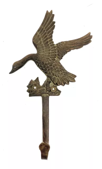 Rare Vintage Solid Cast Brass Eagle Large Wall Hook Coat Hanger