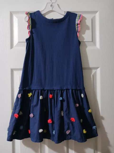 Mini Boden Girls 7-8 Tulle Rosette Appliqué Navy Blue Dress EUC