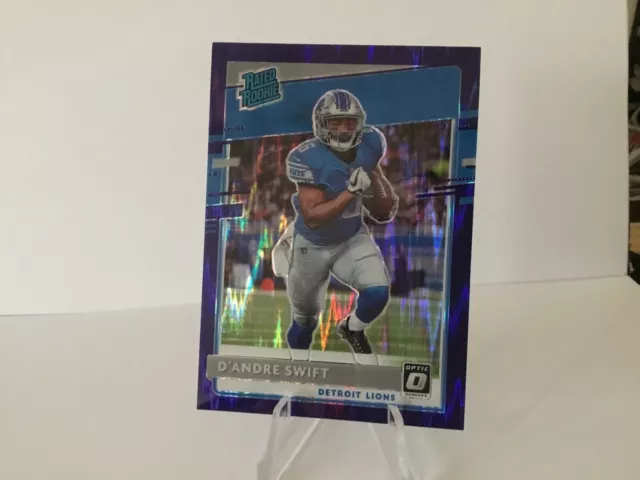 D'Andre Swift 2020 Donruss Optic Purple Shock Prizm Rated Rookie RC Sports Card