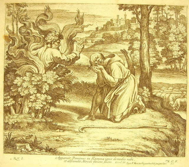MOÏSE ET LE buisson ardent Exodus III La Bible Nicolas Chaperon 1649 ap