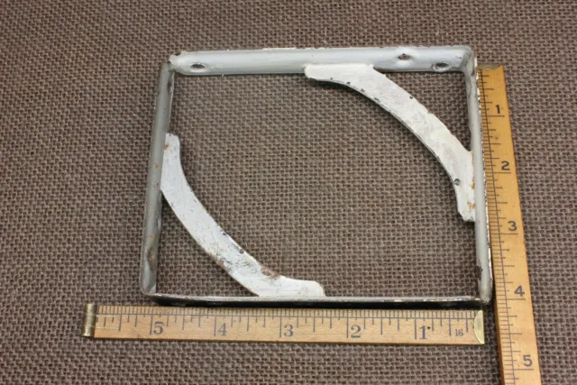 2 Old Shelf Support Brackets 4 X 5" Rustic White Silver Paint Vintage Industrial 3