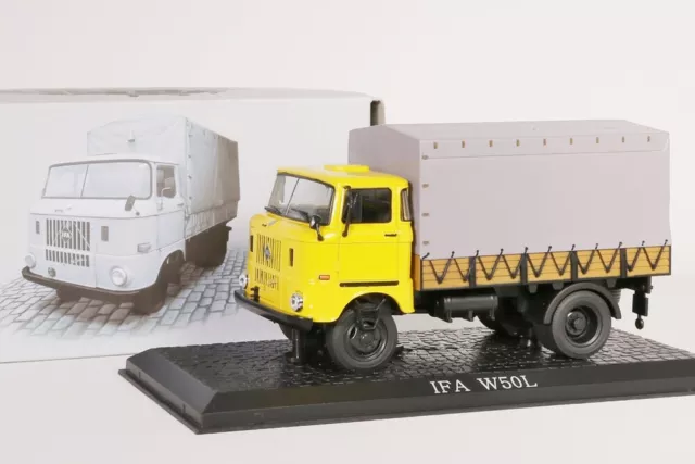 IFA W50L  LKW  Pritsche mit Plane gelb Atlas Verlag 1:43 NEW/OVP 7 167 101