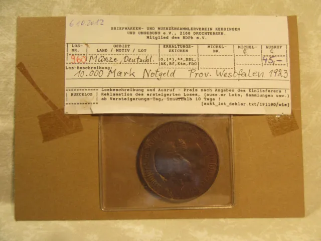 ⚽10 000 Mark 1923 Provinz Westphalen von Stein ⚽ Auktionslos 960 aus 2012⚽