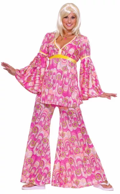 WOMEN'S FLOWER POWER Costume Hippie Retro 60s 70s Bell Bottoms Top