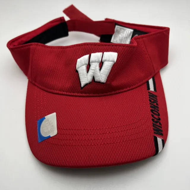 University of Wisconsin Badgers Red Adjustable Visor Embroidered Logo. GR10