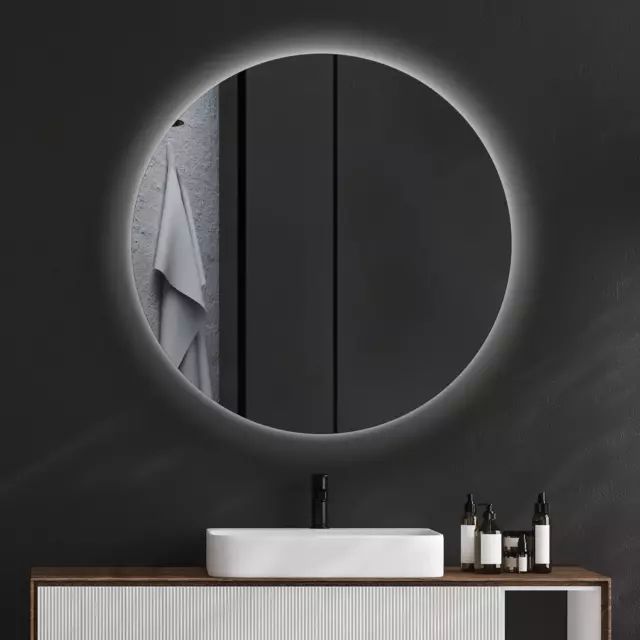 Premium LED Badezimmer Spiegel Rund Wandspiegel Badspiegel Mit Beleuchtung 80 cm