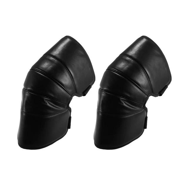2 Stück Künstliche Flusen Erwachsene Motorrad Knieschützer Schwarz PU Leder