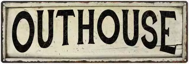 OUTHOUSE Farmhouse Style Wood Look Sign Gift   Metal Decor 106180028236