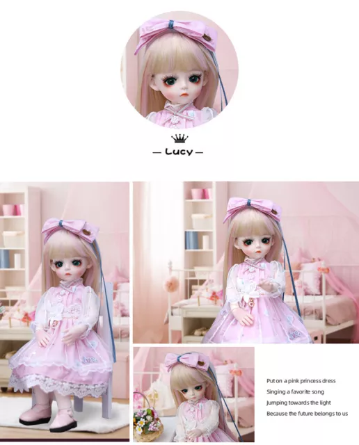Fashion Gift 1/6 Ball Jointed Girl 30cm BJD Doll with Eyes Wigs Clothes Full Set 2