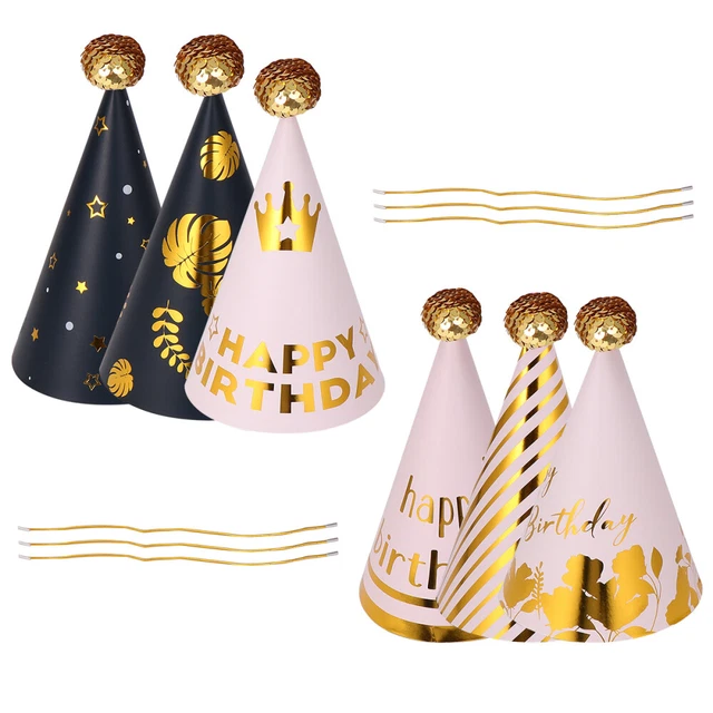 6 pz/timbro paillettes cappello compleanno carta bambino berretti dorati fasce