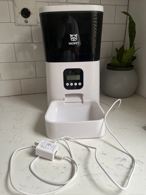 WOPET Automatic F08 Pet Feeder, Capacity 7L Dry Food Dispenser White Open box