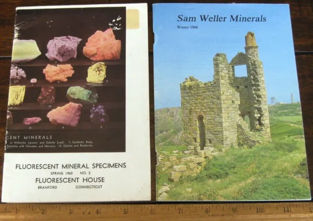 2 Old Mineral Catalogs Fluorescent House 1960 + Sam Weller Minerals Winter 1988