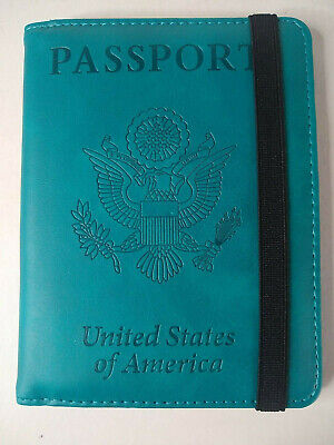 Travel Passport Wallet Holder RFID Blocking ID Card Case Cover US Turquoise