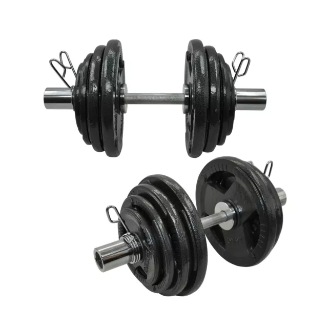 73kg - 50cm Olympic Dumbell Bar Weight Set - Cast Iron Triple Handle Grip Plate