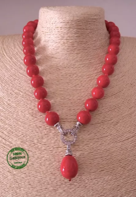 Collana di Perle da Donna Estiva Resina Color Rosso Corallo Elegante Moda Mare