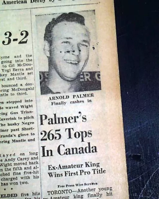 Arnold Palmer Wins Very 1st PGA Golf Tournament in Rookie Season 1955 Newspaper