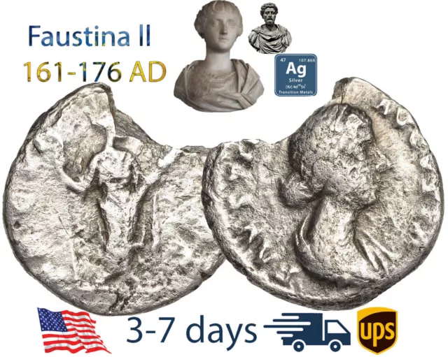 Ancient Roman Empire Coin Silver Faustina 2 161 176AD Wife Marcus Aurelius#20689