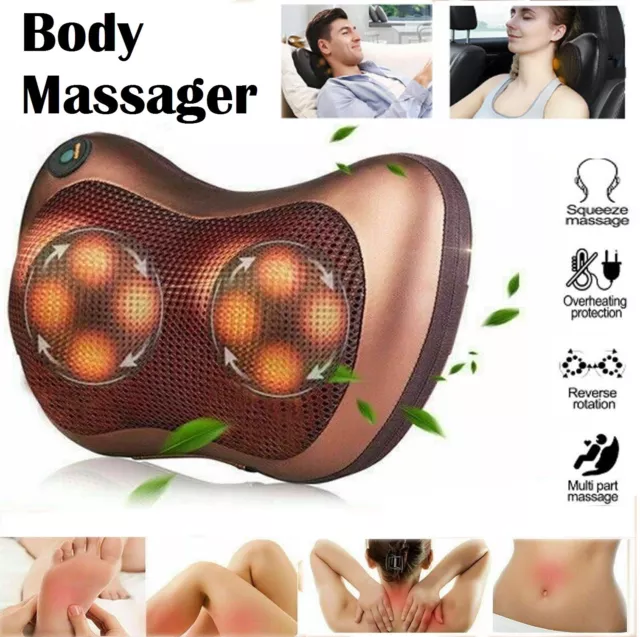 Electric Massage Pillow Body Neck Back Shiatsu Kneading 8 Heads Cushion Home Car