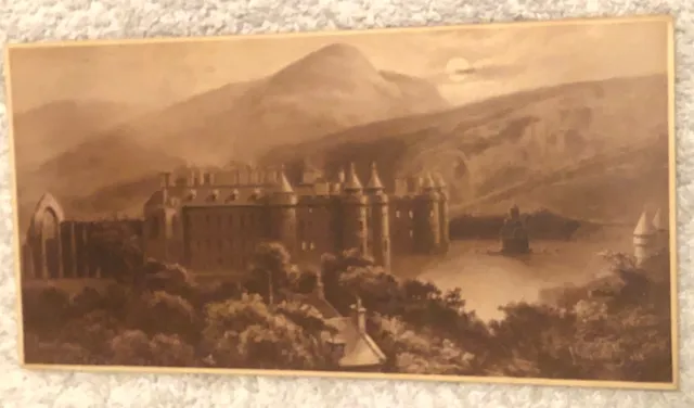 Old Castle And Moat Victorian Trade Card Mountains Black And White  VTC 3