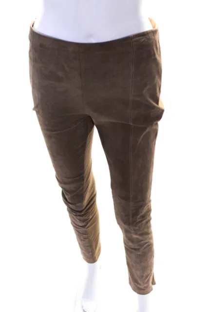 June Womens High Rise Mixed Media Suede Knit Leggings Brown Size Small