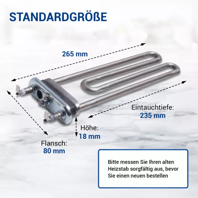 Heizelement passend wie Bosch 12024403 2050W Heizstab Heizung für Waschmaschine 3