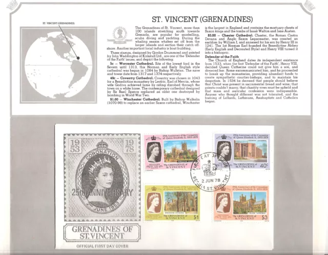 St. Vincent # 153-156 25Th Anniversary Queen Elizabeth Ii Coronation  Fdc