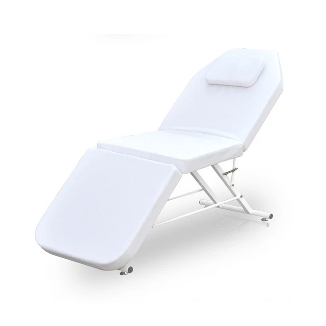 Sedia massaggio 71"" bianca pieghevole letto 3 zone PVC salone lettino cosmetico