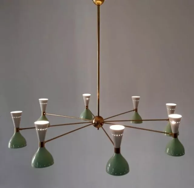 Huge Italian Chandelier Style Stilnovo Mid Century 8 Arms Sputnik Elegant Lights