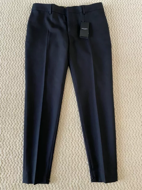 NWT Saint Laurent YSL Black Gabardine Wool Skinny Pants Trousers 44 US 12 $890 3