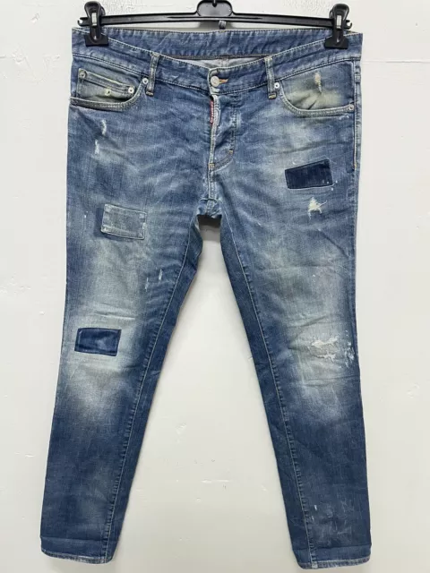 DSQUARED2 Jeans Homme Taille 52 Bleu Coton Pantalon Haleter Man Made Italy